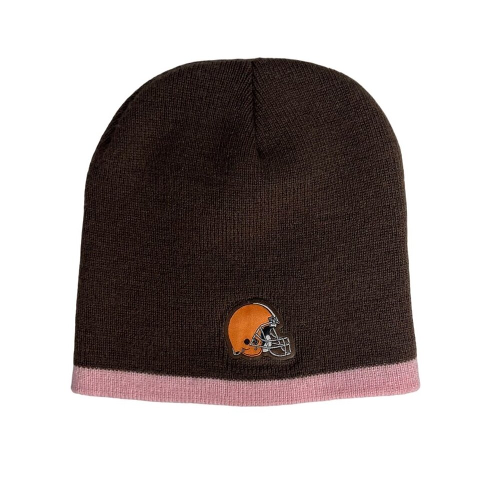Cleveland Browns Winter Hat Beenie Womens OS Brown Pink‎ Fanwear